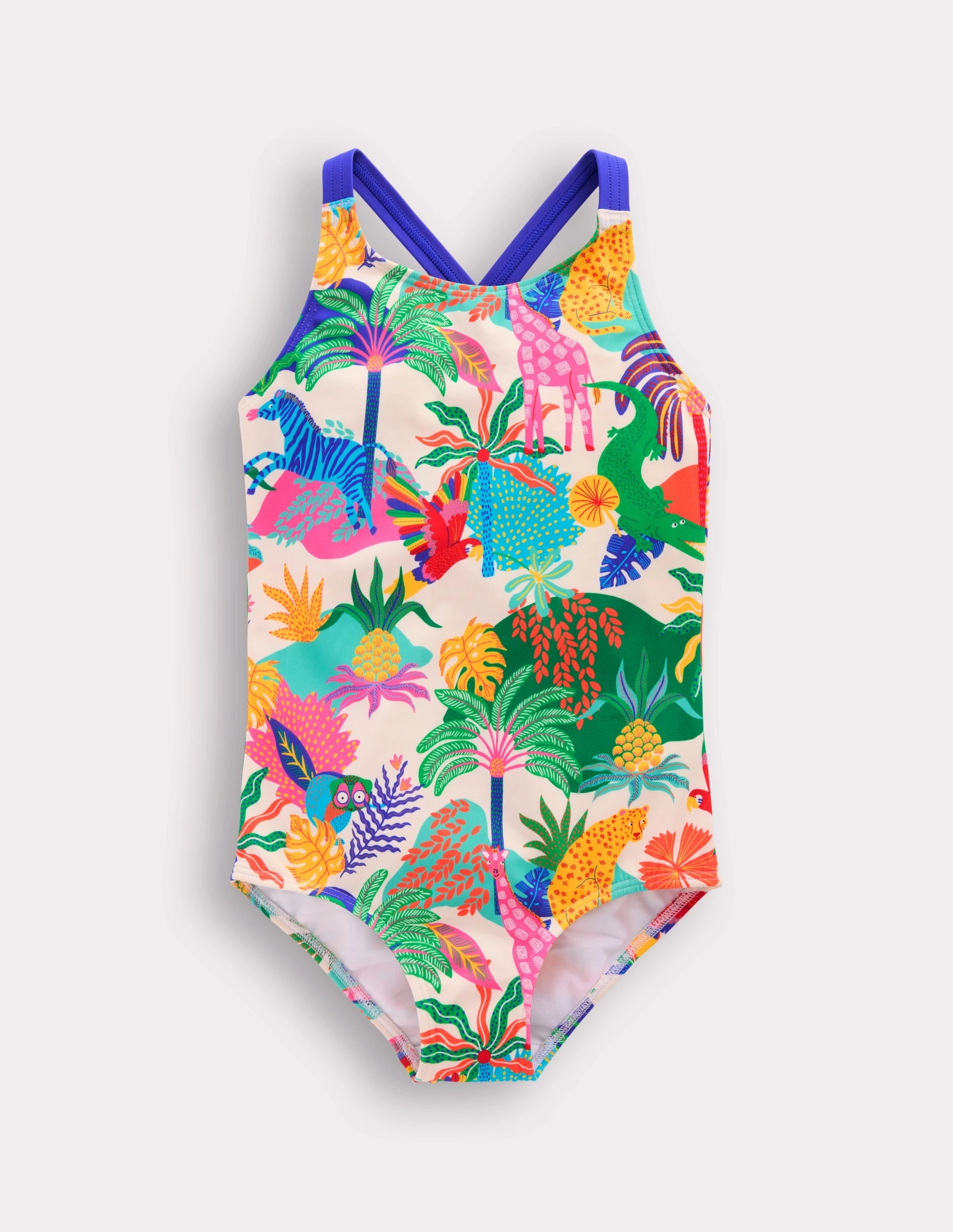 Swim Gear Cross-back Printed Swimsuit-Soft Ivory Multi Jungle