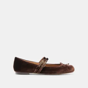 GIBSEN BALLET FLATS CHOCOLATE VELVET Main Lane Comfortable fit
