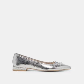 Cozy Padding PALANI BALLET FLATS SILVER DISTRESSED LEATHER - re:vita