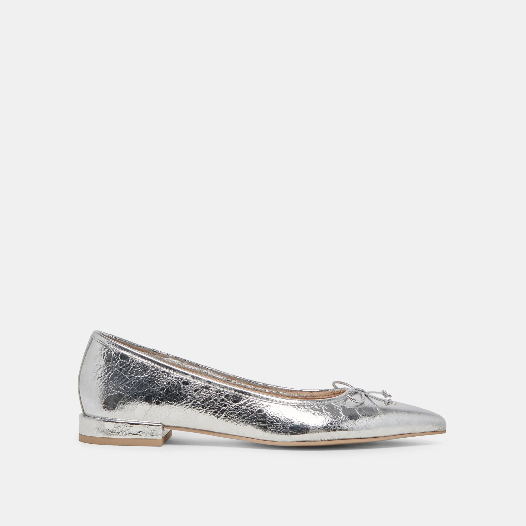 Cozy Padding PALANI BALLET FLATS SILVER DISTRESSED LEATHER - re:vita