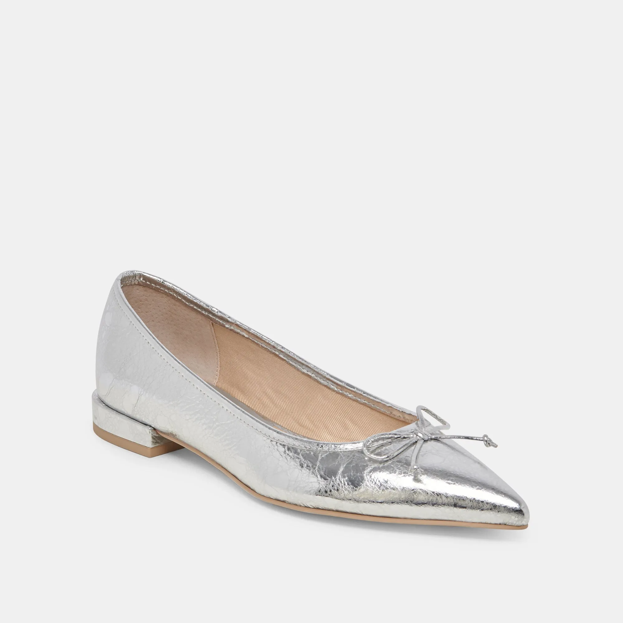 Sleek Profile Shoes PALANI BALLET FLATS SILVER DISTRESSED LEATHER - re:vita