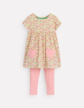 Short-sleeved print tunic set-Multi Summer Flowerbed Relaxed Movement Classic Comfort Style