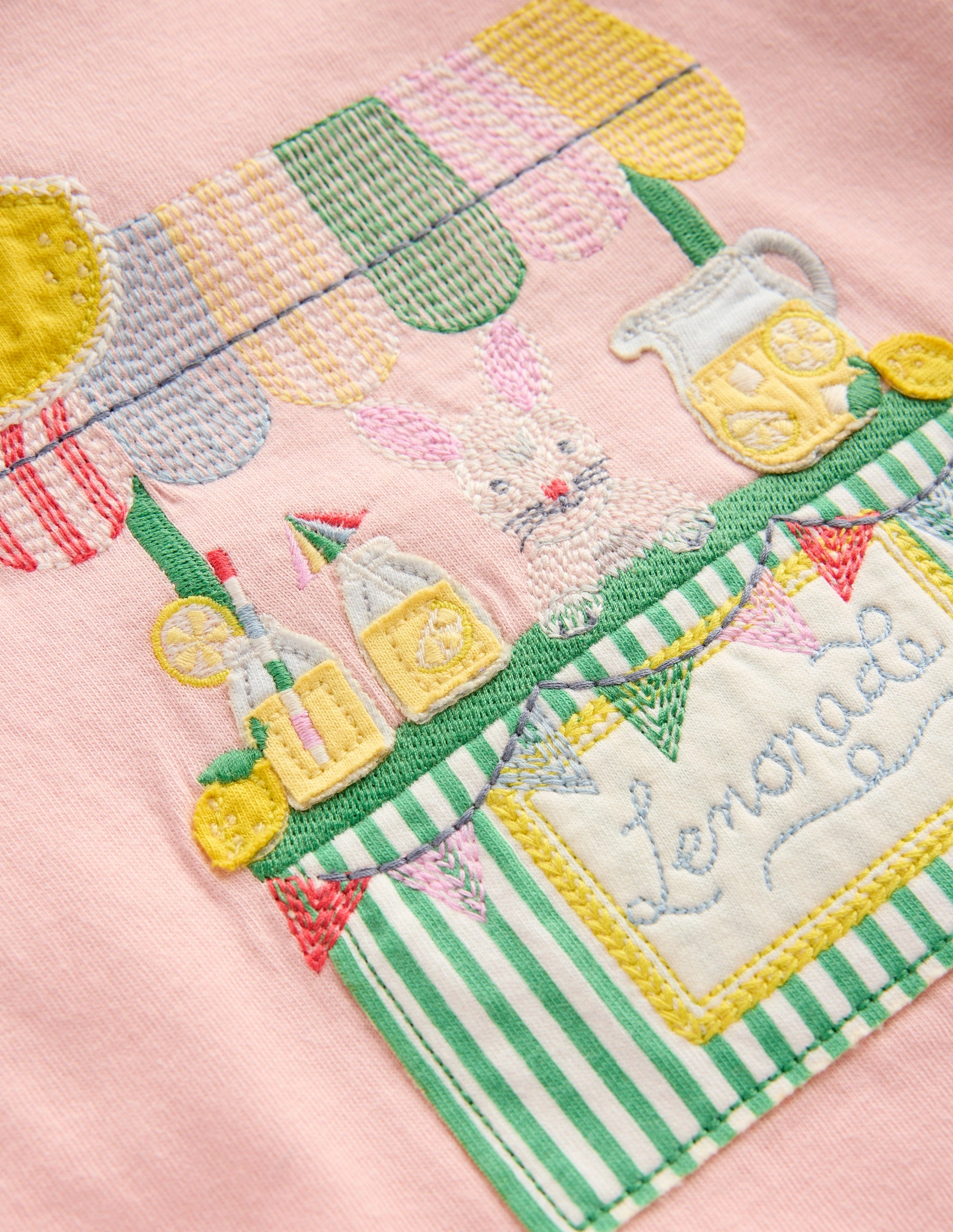 Puff Sleeve Applique Top-Chalk Pink Lemonade Bunny Luxurious Yoga class