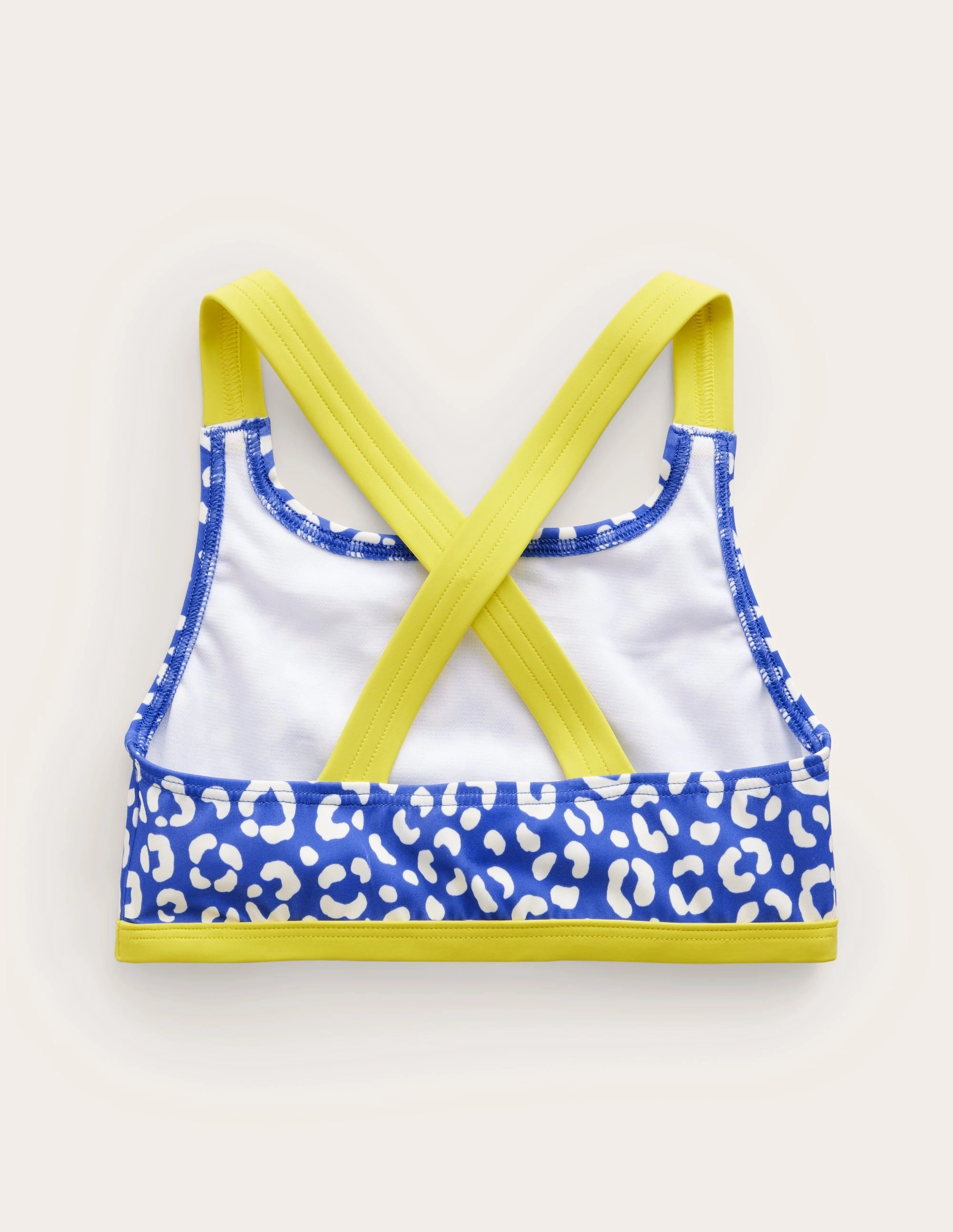Cross Back Bikini Top-Blue Leopard Full-coverage UPF Rated