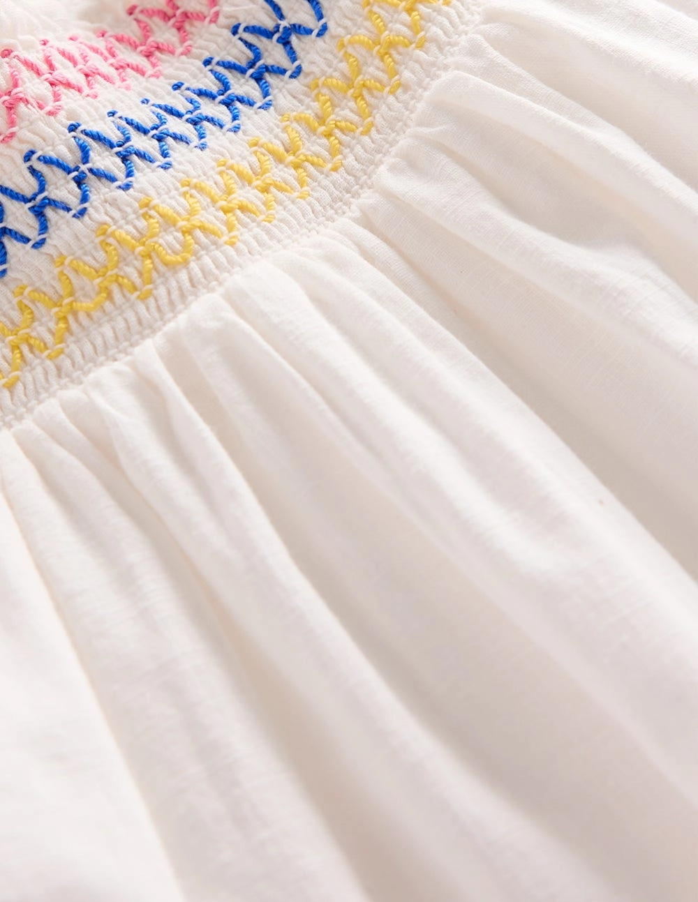 Smocked Woven Top-Soft Ivory Light Casual