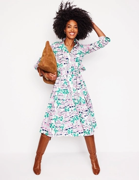 Amy Cotton Midi Shirt Dress-Ivory, Botanical Greenhouse Glam Touch New York