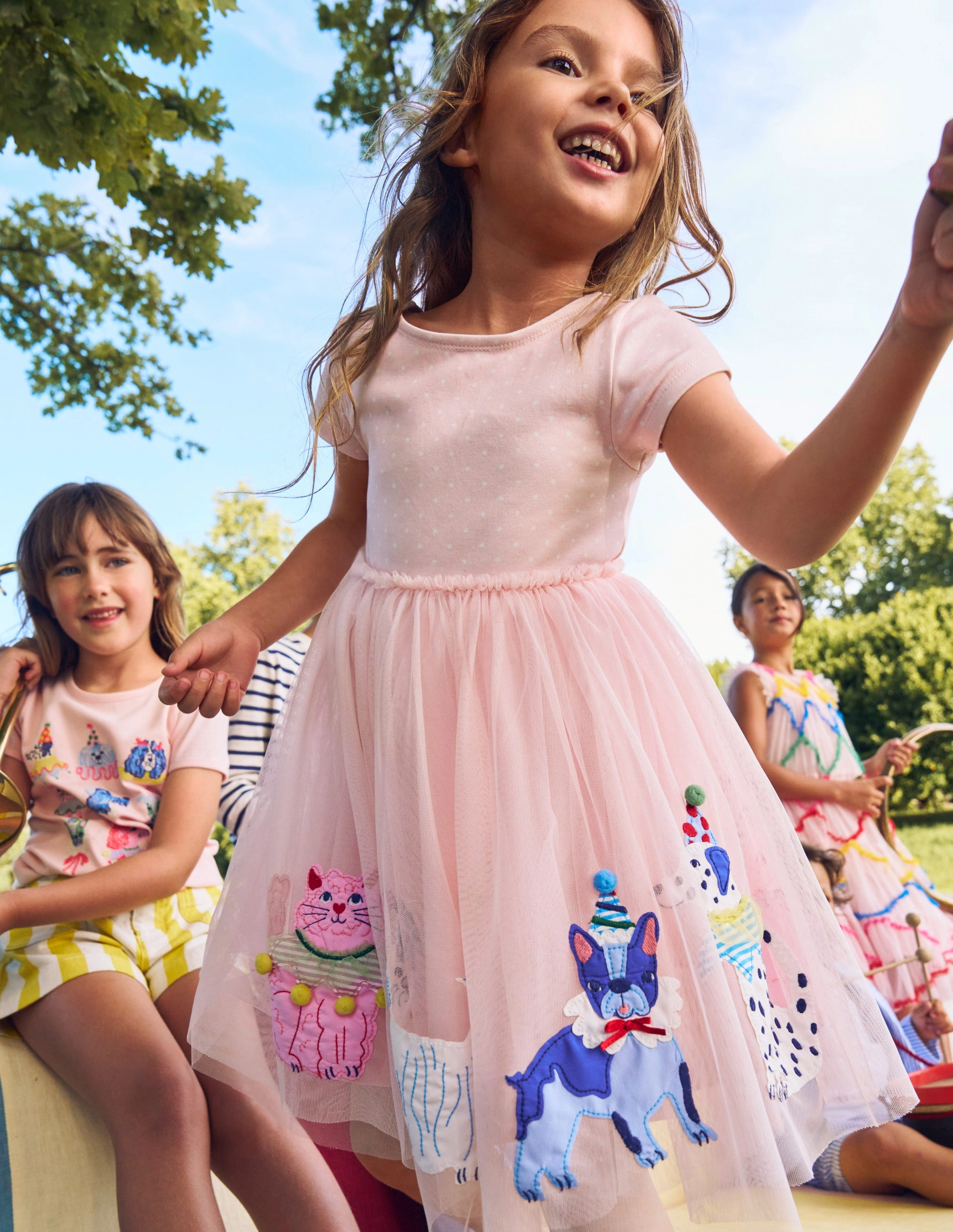 Street Motion Ami Applique Tulle Dress-Chalk Pink Circus Pets