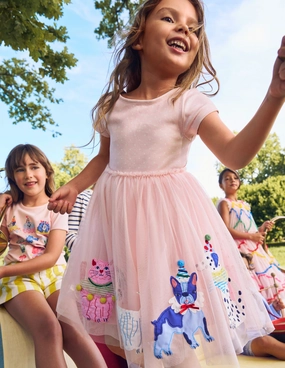 Street Motion Ami Applique Tulle Dress-Chalk Pink Circus Pets