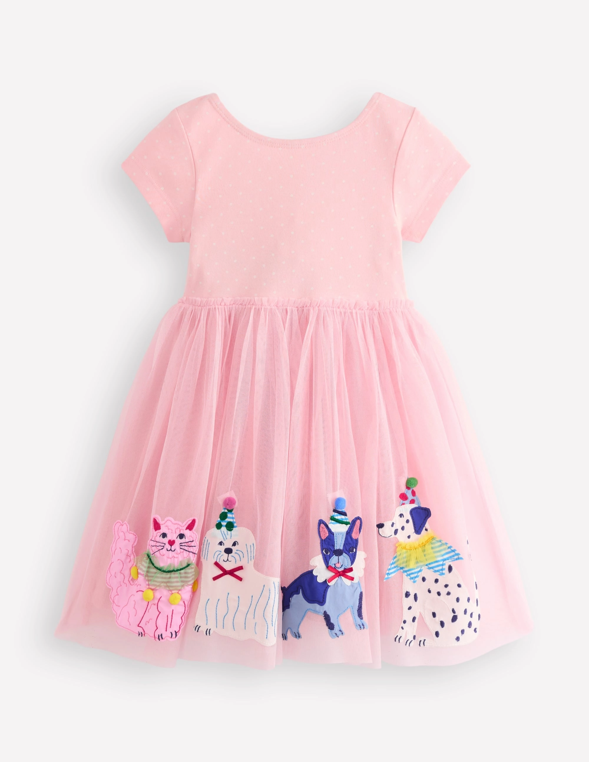 Flattering Fit Wear Ami Applique Tulle Dress-Chalk Pink Circus Pets