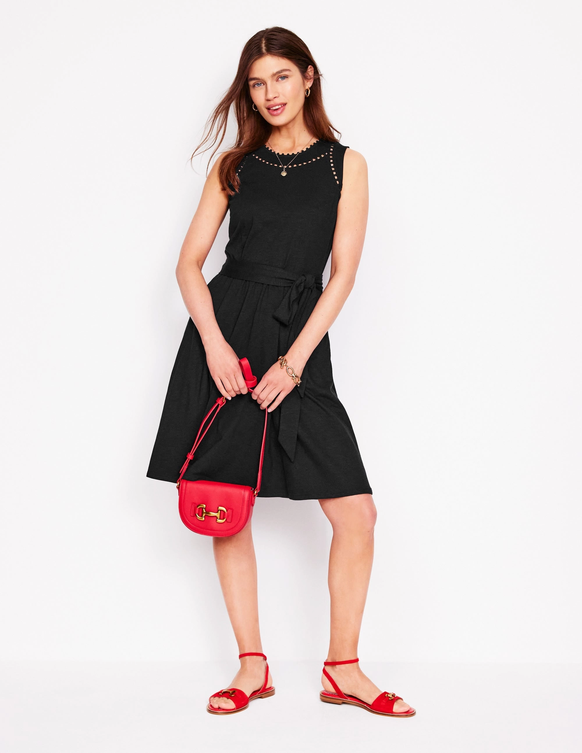 Mila Trim Short Jersey Dress-Black Comfortable casual dress