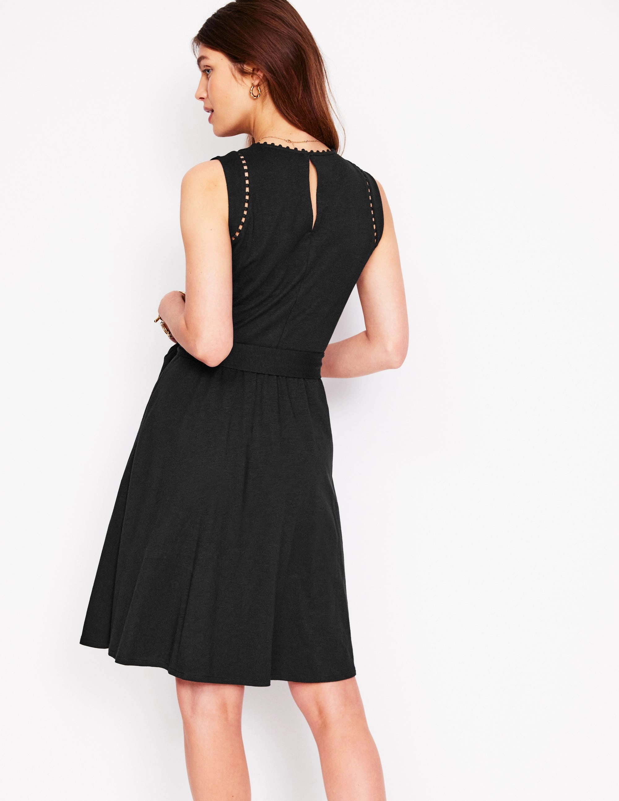 Mila Trim Short Jersey Dress-Black Classic Comfort Formal Style