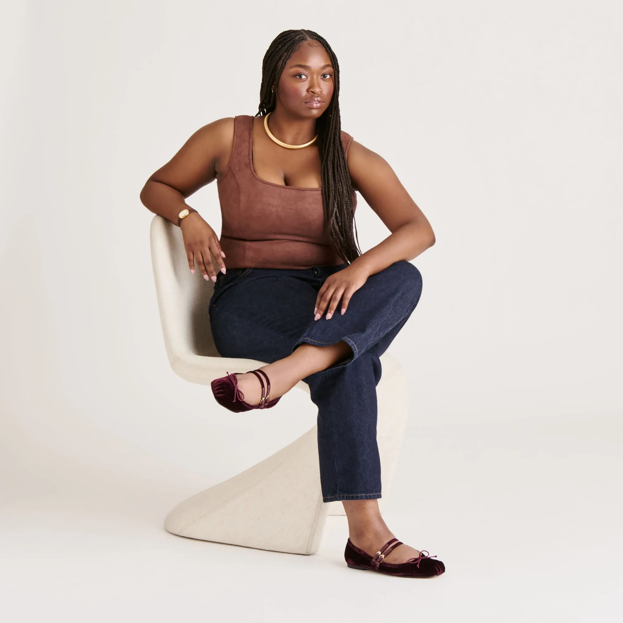 GIBSEN BALLET FLATS BURGUNDY VELVET Travel Friendly Footwear Easy Movement