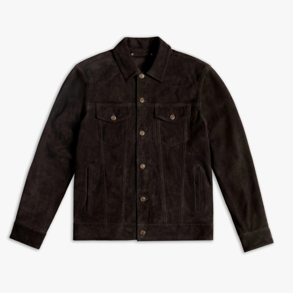 Suede Trucker Jacket | Chocolate suitable for beach vacations Lightweight insulation