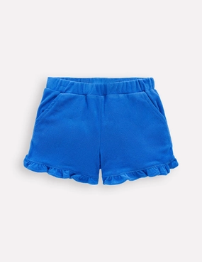 Frill Hem Towelling Shorts-Kingfisher Blue Tagless Labeling