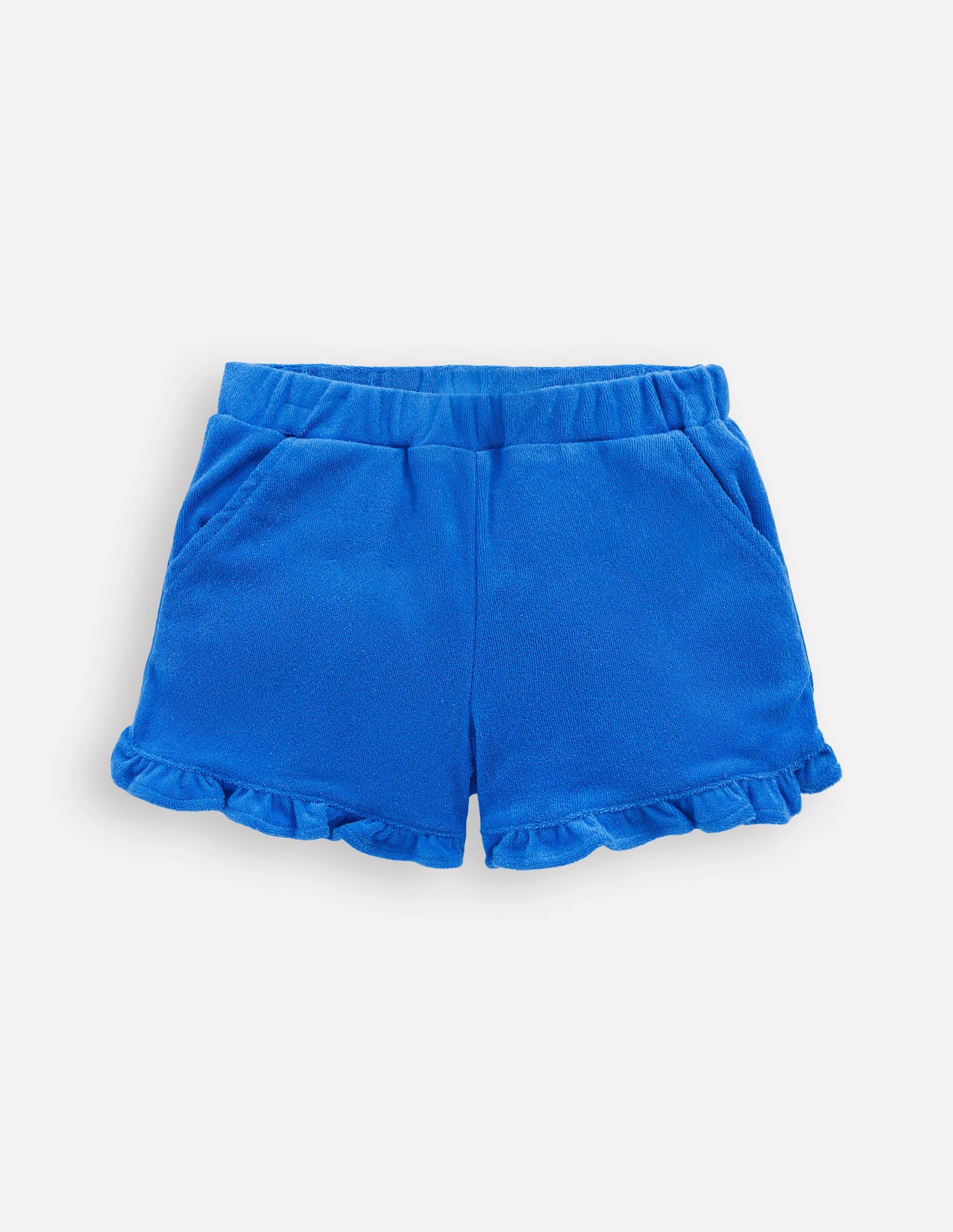 Frill Hem Towelling Shorts-Kingfisher Blue Tagless Labeling