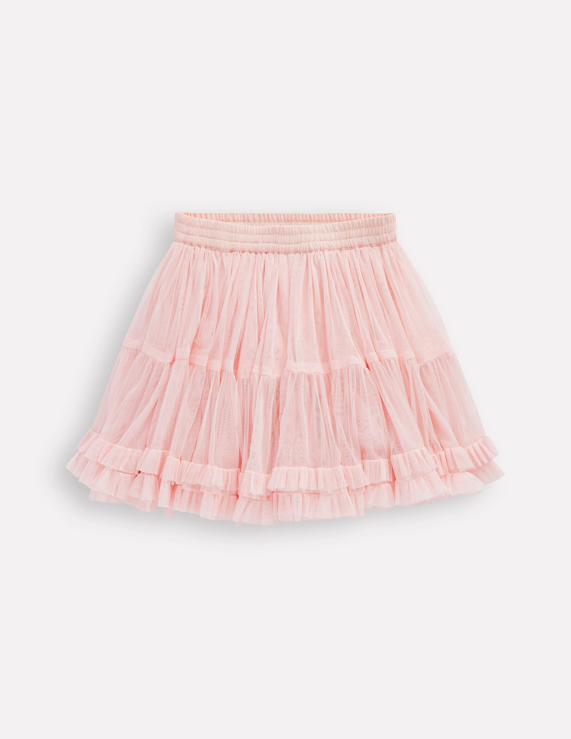 Elegant Texture Opaque finish Tulle Ruffle Skirt-Pink