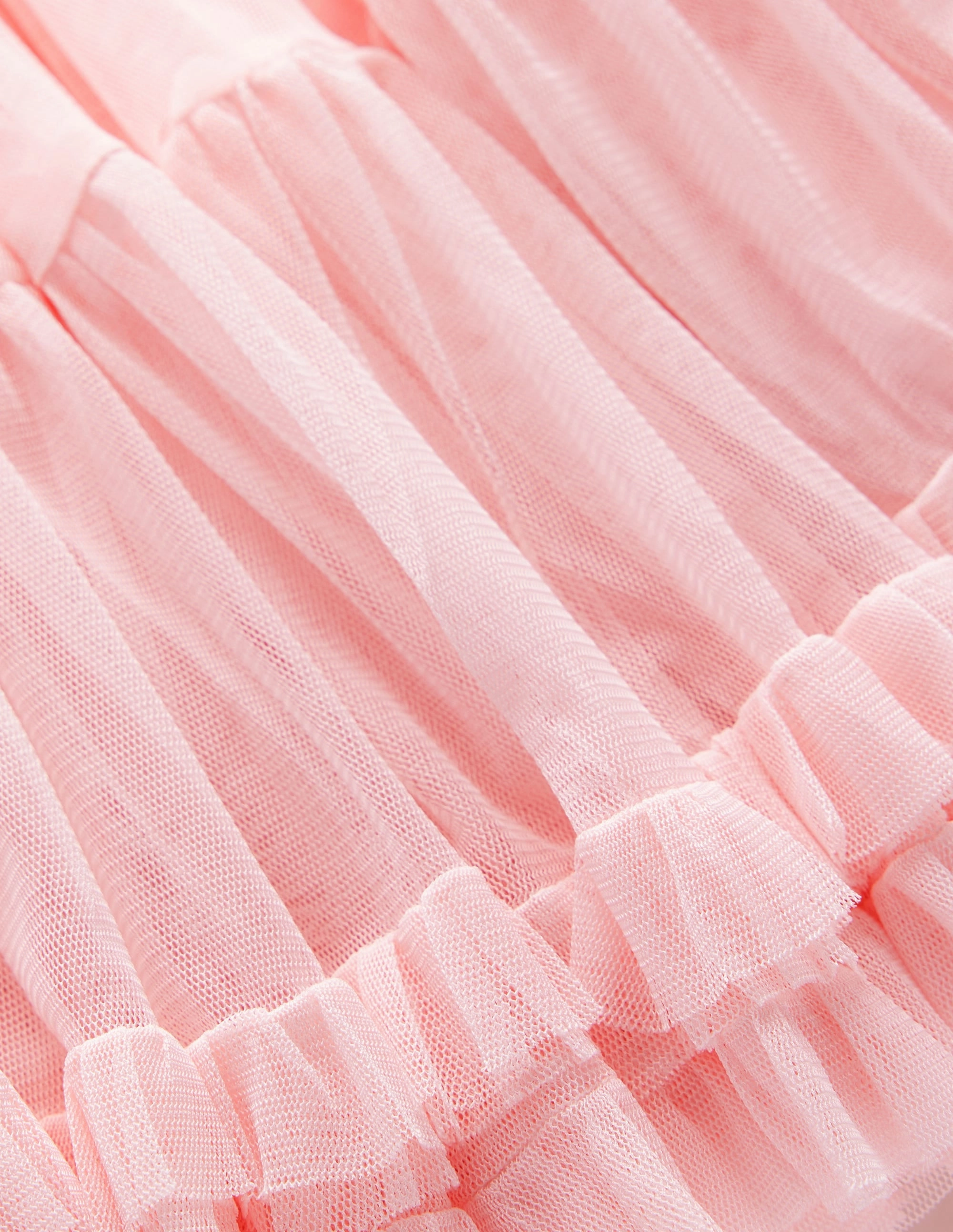 Tulle Ruffle Skirt-Pink Neat Mood Slip Resistant Waistband