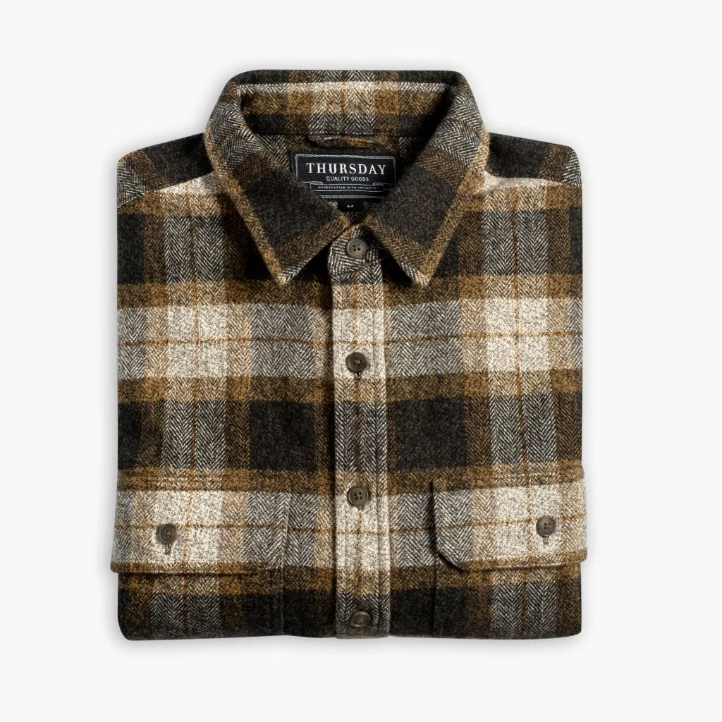 Summit Flannel Shirt | Tuscan Gold Ventilated Back Holiday Style
