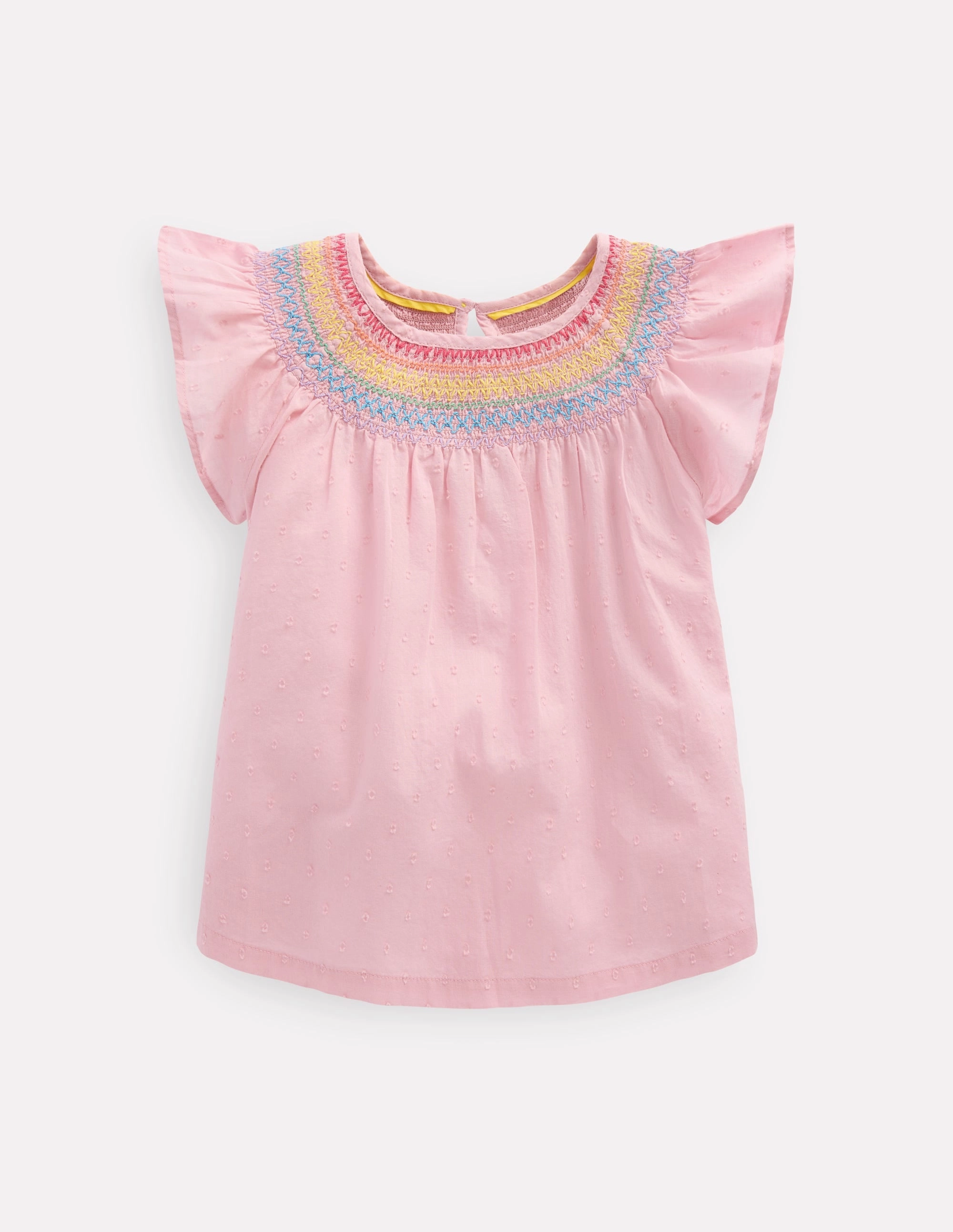 QuickDry Material Abstract mystery Woven Smocked Top-Vintage Pink