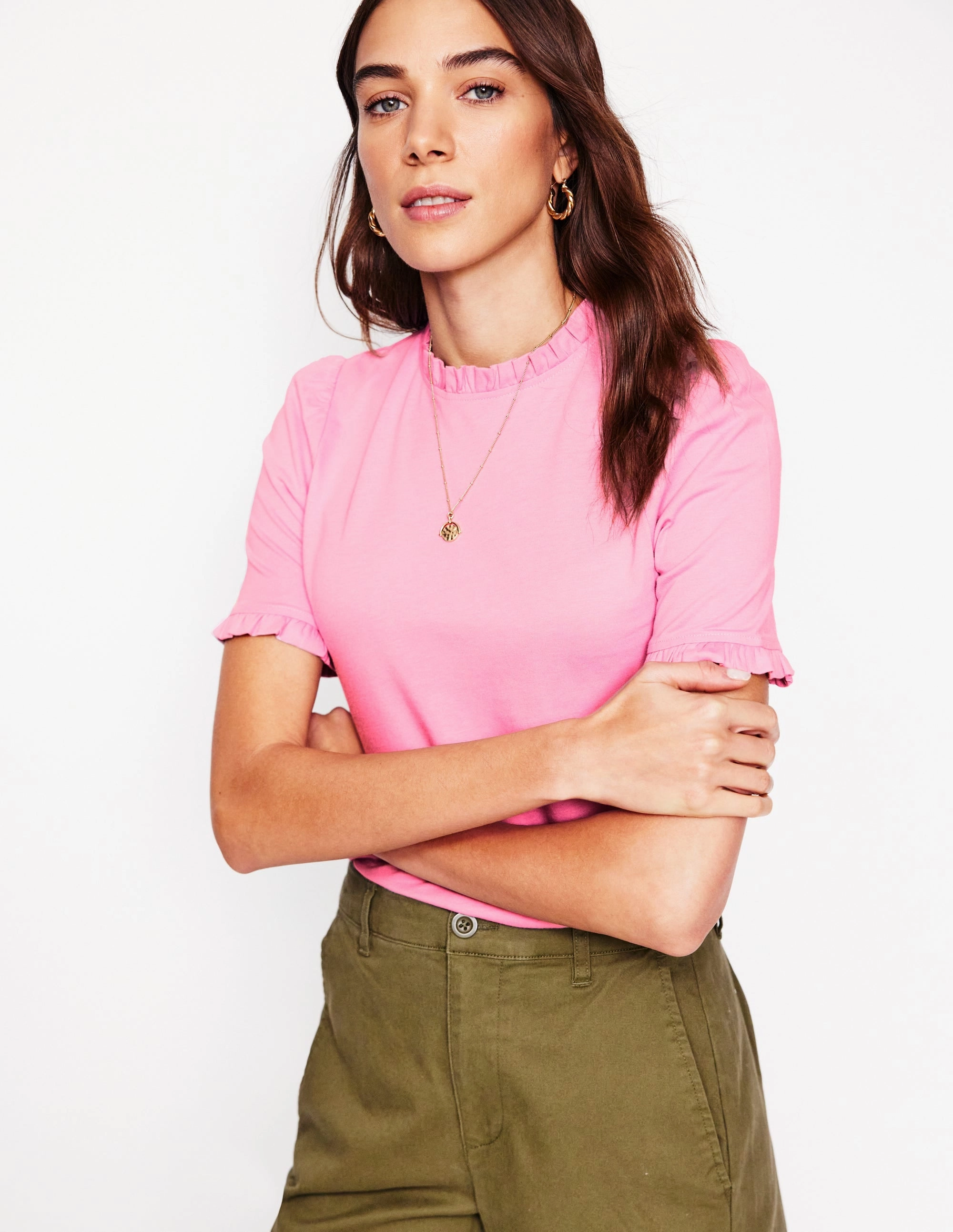 Supersoft Frill Detail T-shirt-Soft Lavender Modern Casual Trendy Comfort Wear