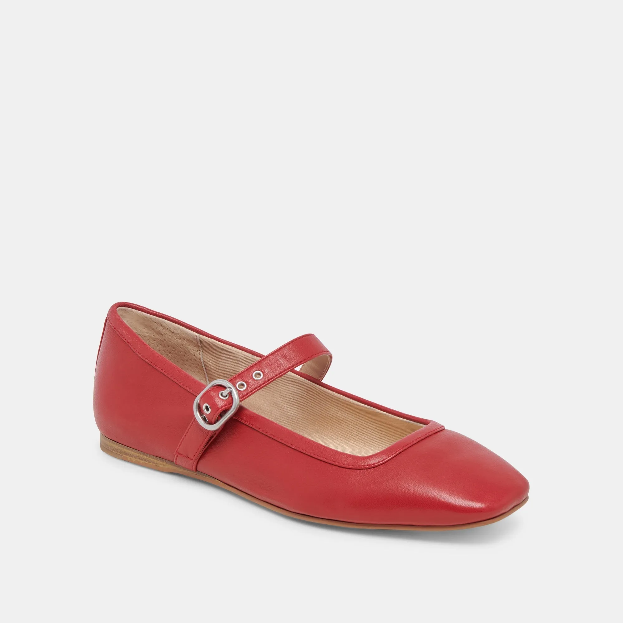 RODNI BALLET FLATS RED LEATHER - re:vita Ribbon Bow Breathable fabric