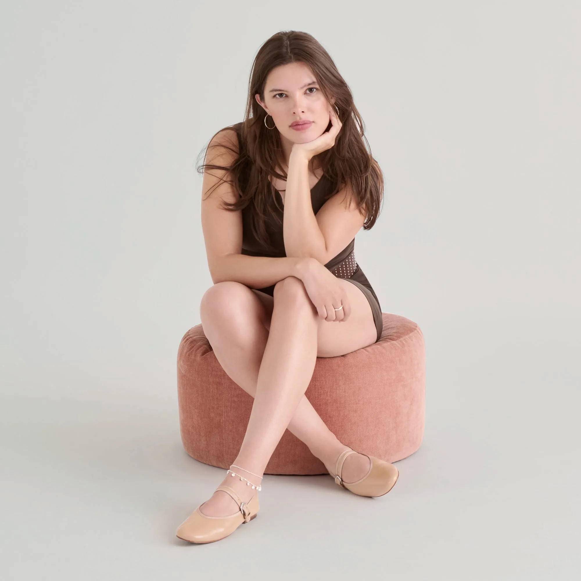 Sleek Profile Shoes ROSLYN BALLET FLATS LIGHT TAN LEATHER