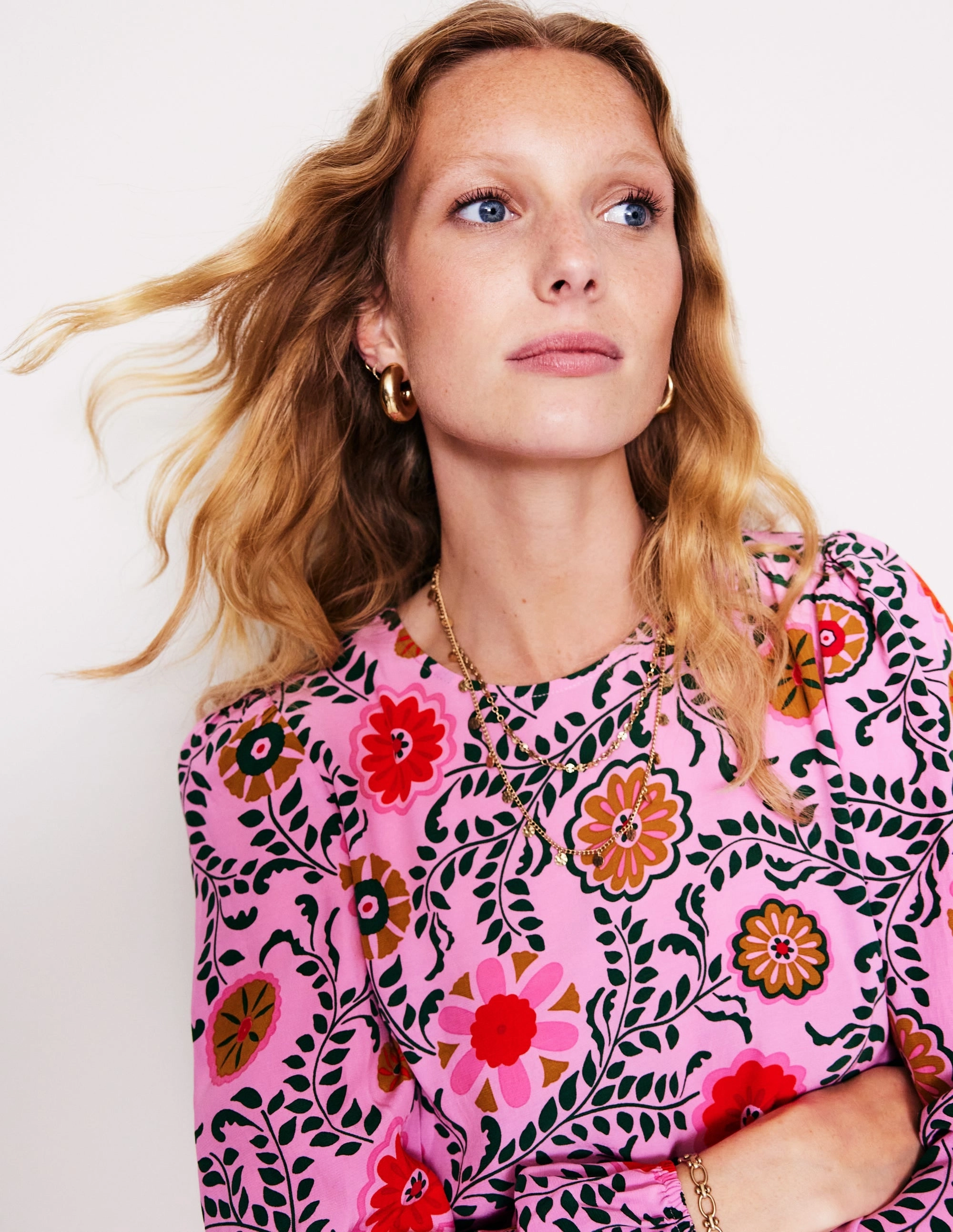 Breathable Performance Cozy Vibe Easy Printed Top-Vintage Mauve, Meadow Vine