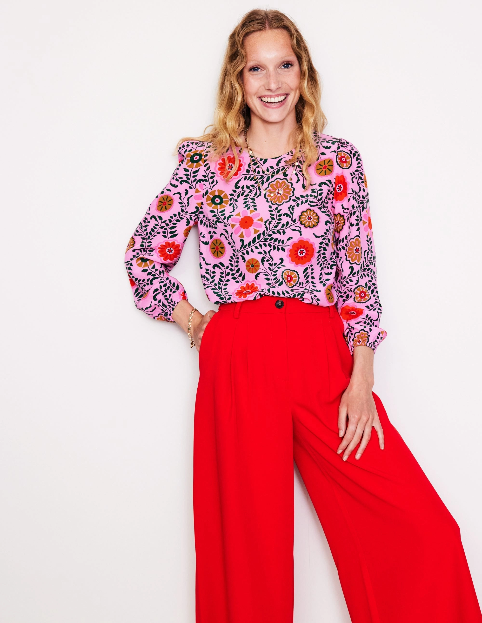 Fit For All Easy Printed Top-Vintage Mauve, Meadow Vine