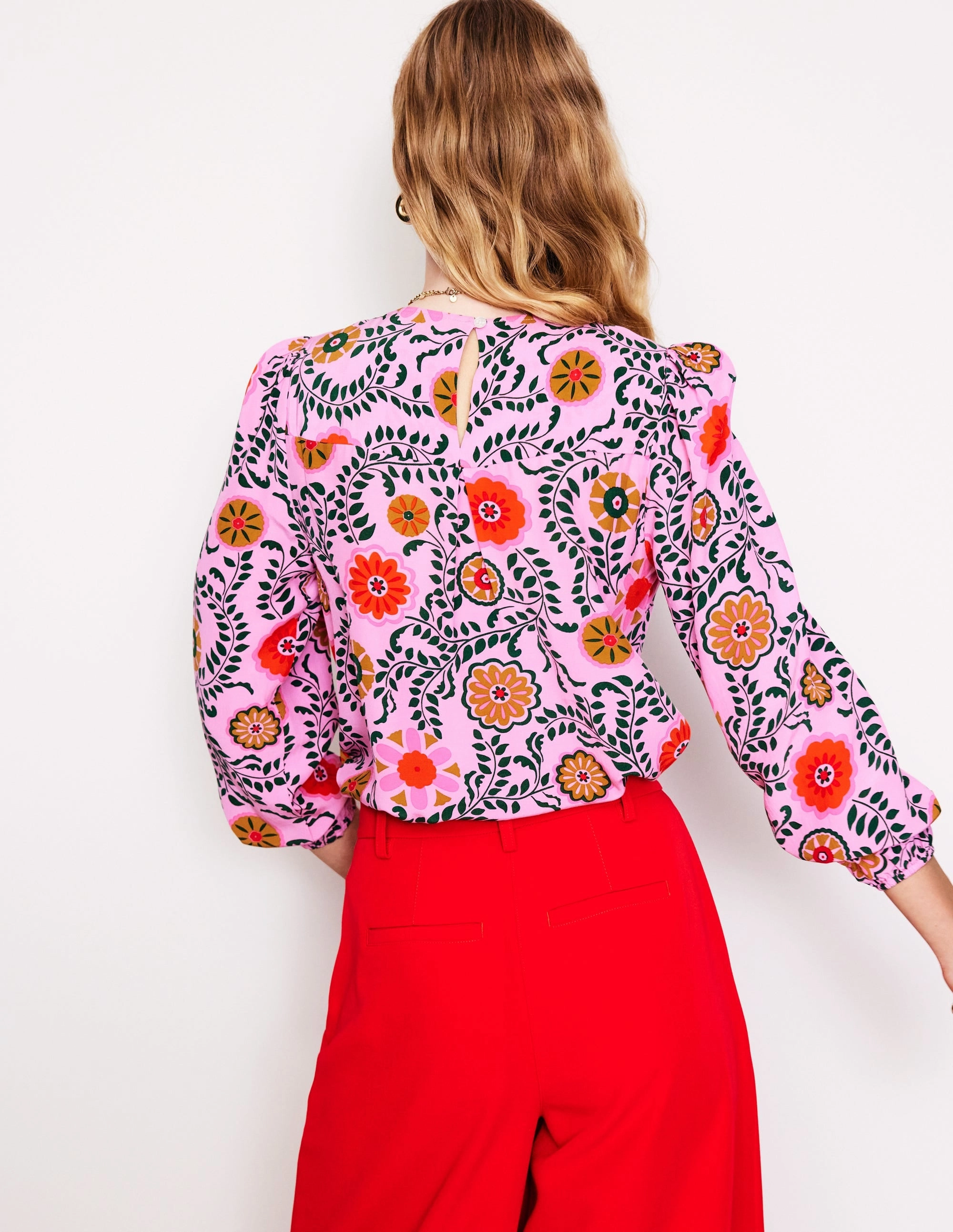 Easy Printed Top-Vintage Mauve, Meadow Vine All-Purpose Wear Weekend Fashion