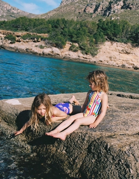 Relaxation Swim Ellery Fun Logo Swimsuit-Rainbow Stripe Fruit