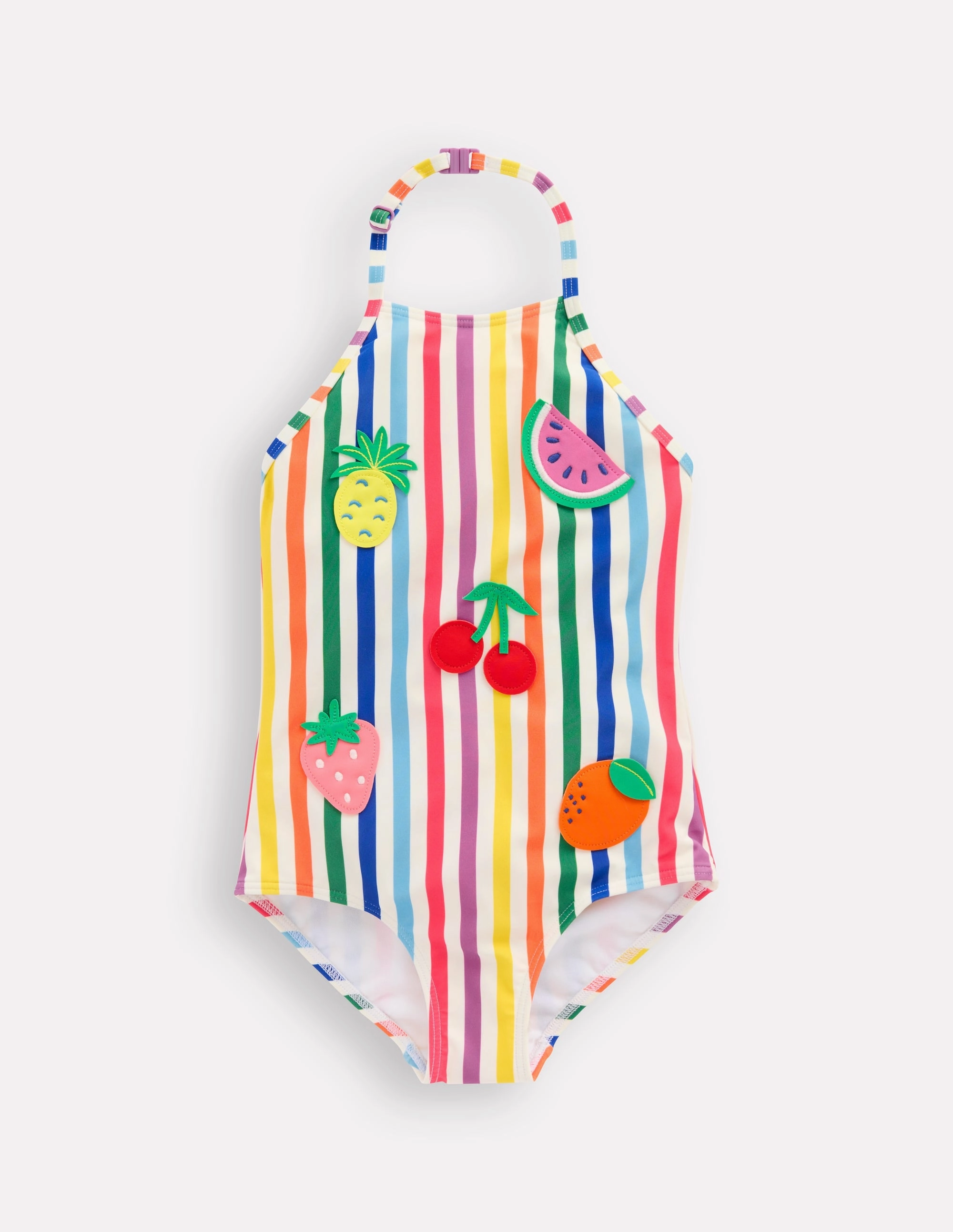 Ellery Fun Logo Swimsuit-Rainbow Stripe Fruit Waterfront Fun