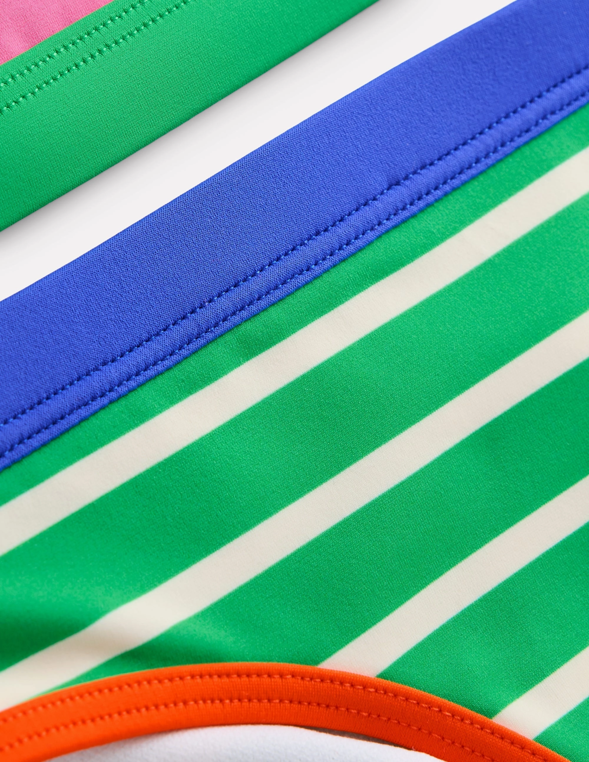 Youthful Appeal Smooth Yoke Construction Racerback Bikini-Flamingo Pink/Pea Green Stripe