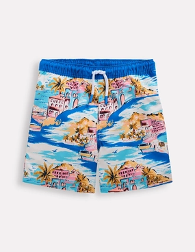 vacation look Pool Fun Swim Shorts-Multi Coastal Scene