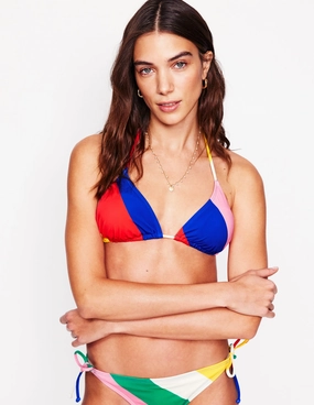 Sheer Panel Symi String Bikini Top-Multi, Rainbow Cascade