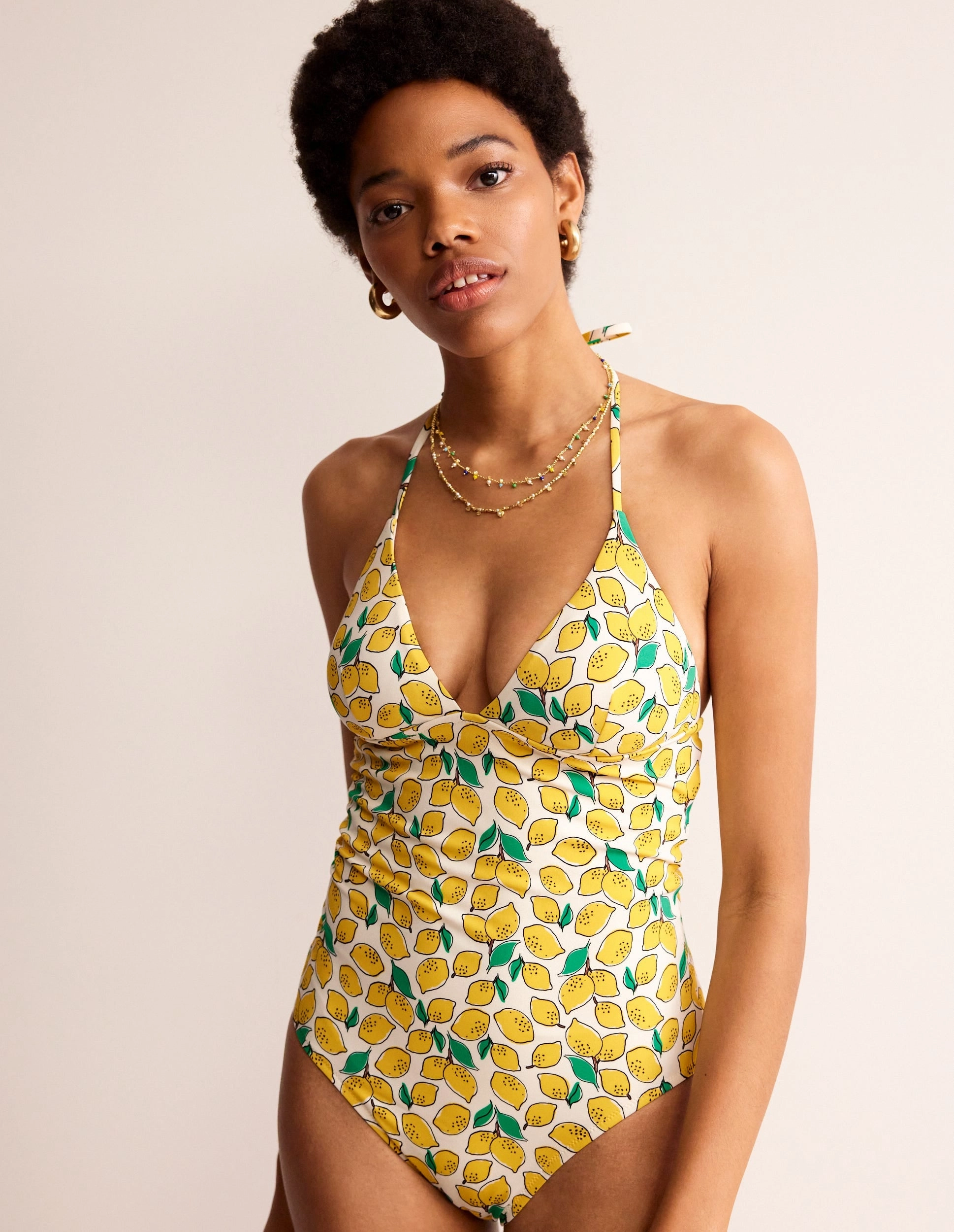 Shape-Retention Symi String Swimsuit-Ivory, Lemons