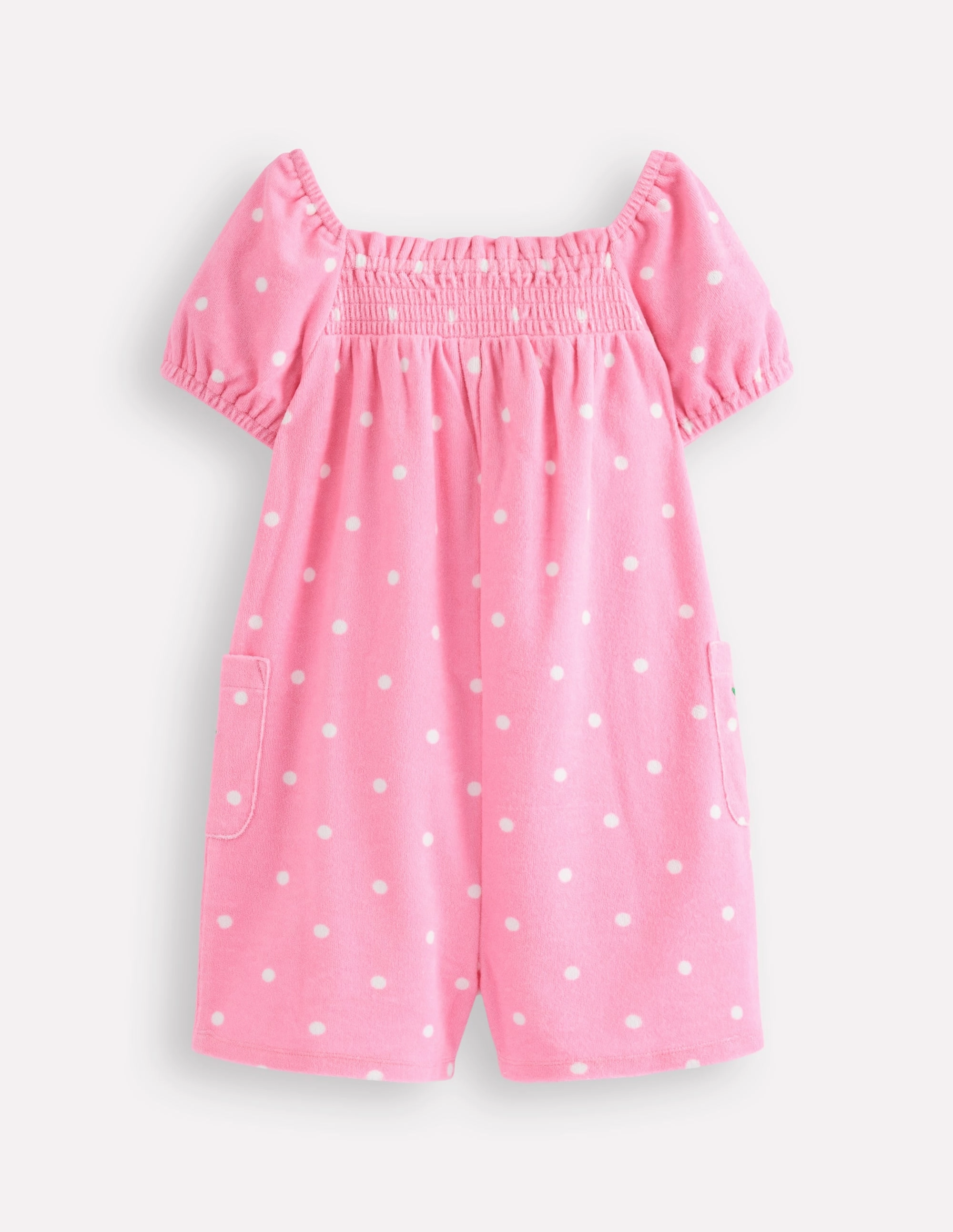 Everyday Comfort Wear Towelling Playsuit-Pink Embroidered Fruit