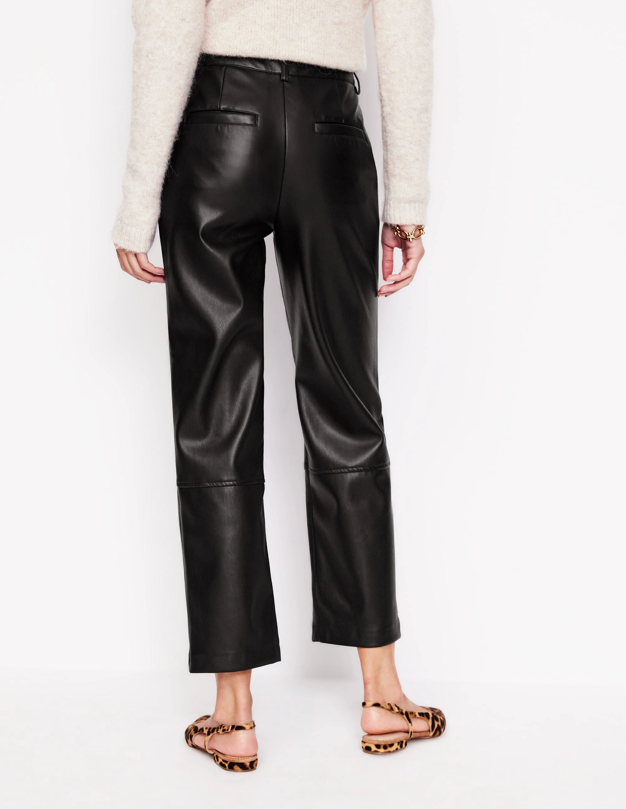 Tapered PU Trousers-Black Flexible shape
