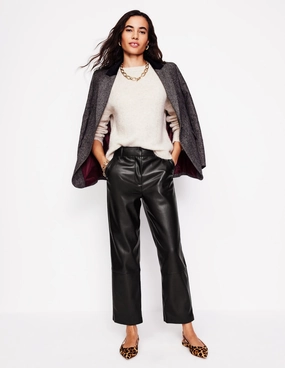 Tapered PU Trousers-Black Body-Hugging Fit