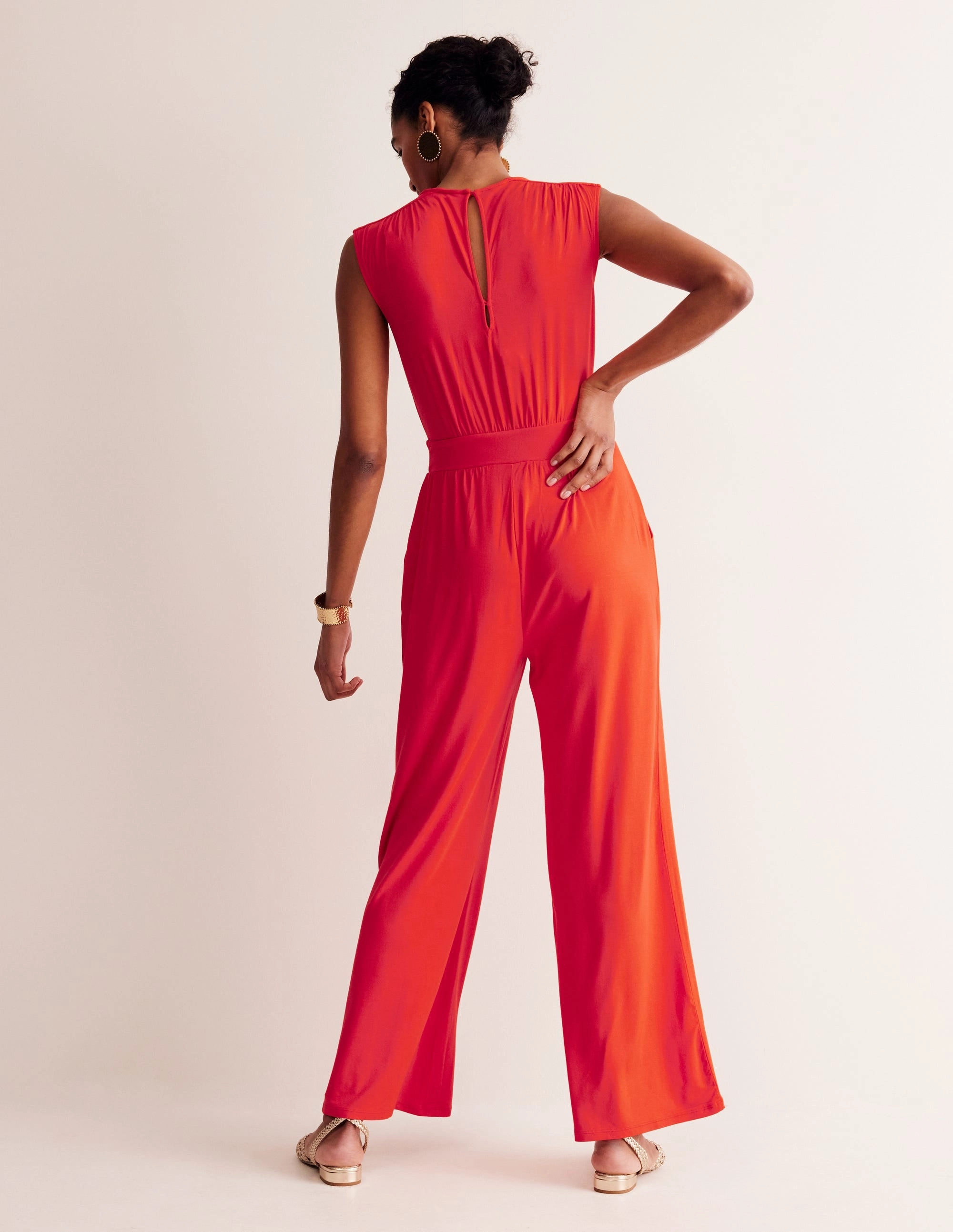 Thea Jersey Jumpsuit-Flame Scarlet Weekend Fresh Calm Finish