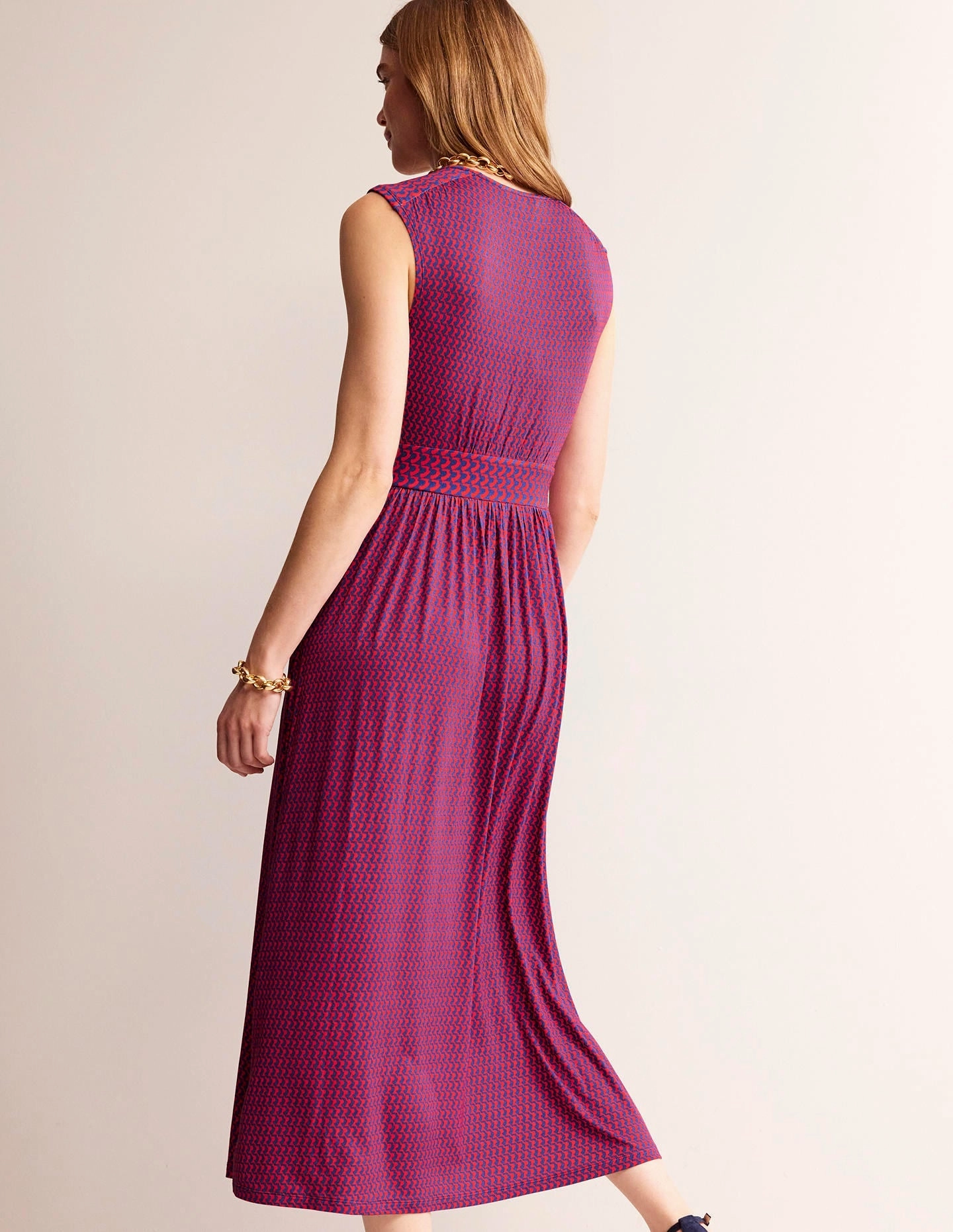 light layering Layered Design Thea Sleeveless Midi Dress-Flame Scarlet, Arc Geo