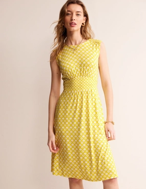 Subtle Look Sophisticated Design Thea Sleeveless Short Dress-Passionfruit, Blossom tile