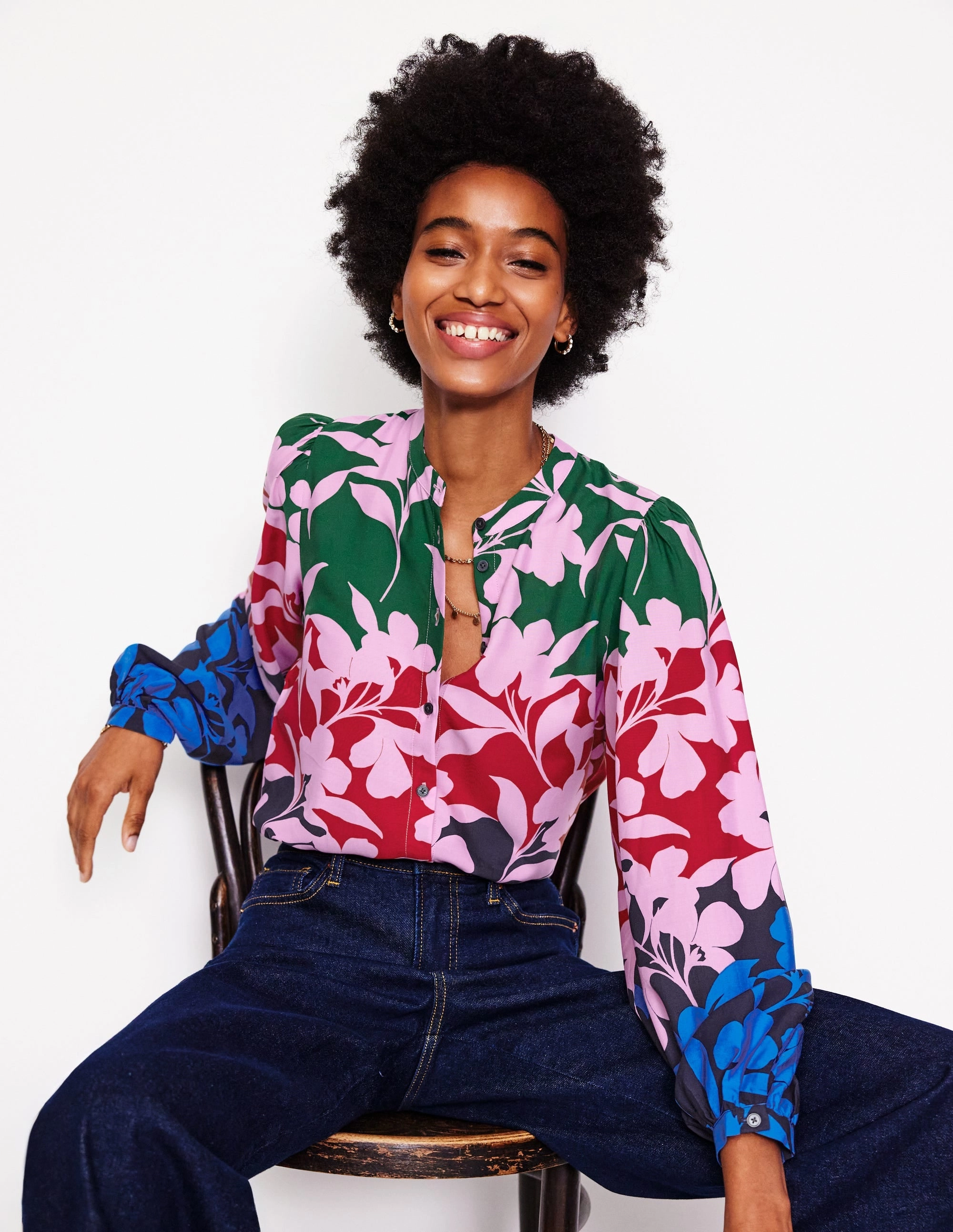 Theodora Blouse-Multi, Silhouette Bloom Formal Elegance Fit Comfort