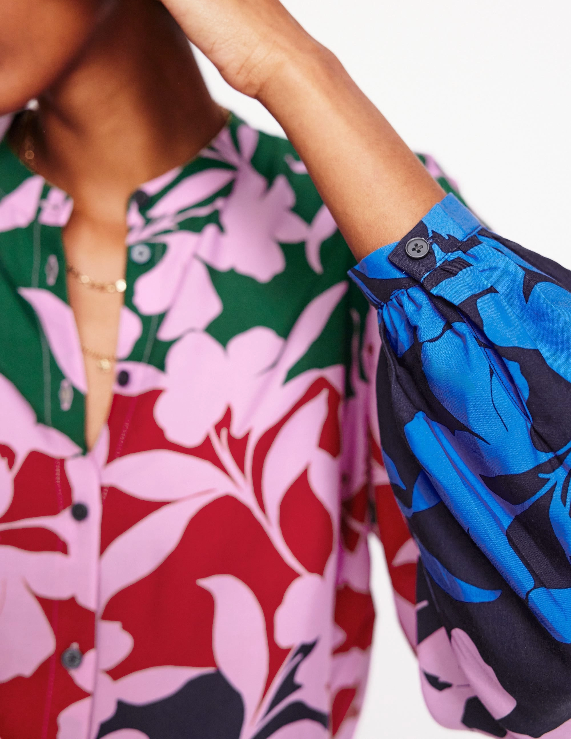 Theodora Blouse-Multi, Silhouette Bloom Stretch Waist Sporty Fashion