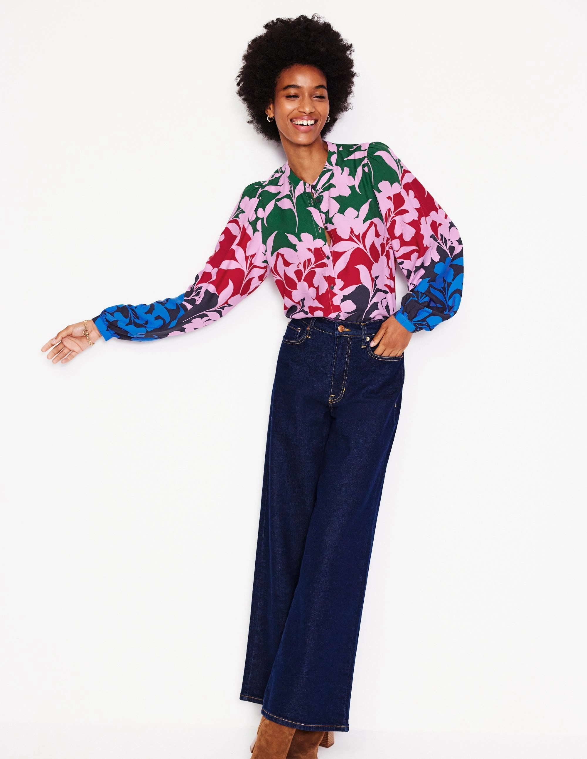 Theodora Blouse-Multi, Silhouette Bloom Chill Comfort Eco Friendly Dye