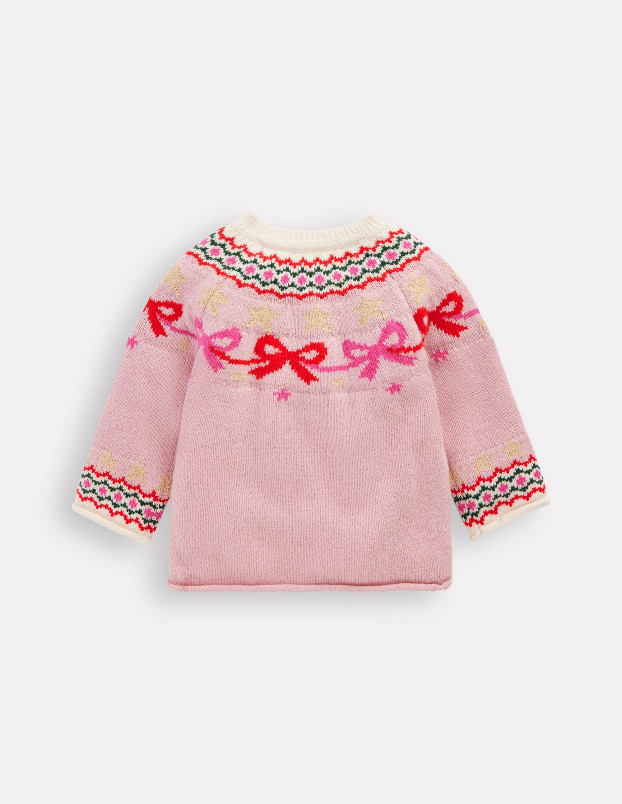 Indoor Layer Edie Fair Isle Cardigan-Vintage Pink Bows