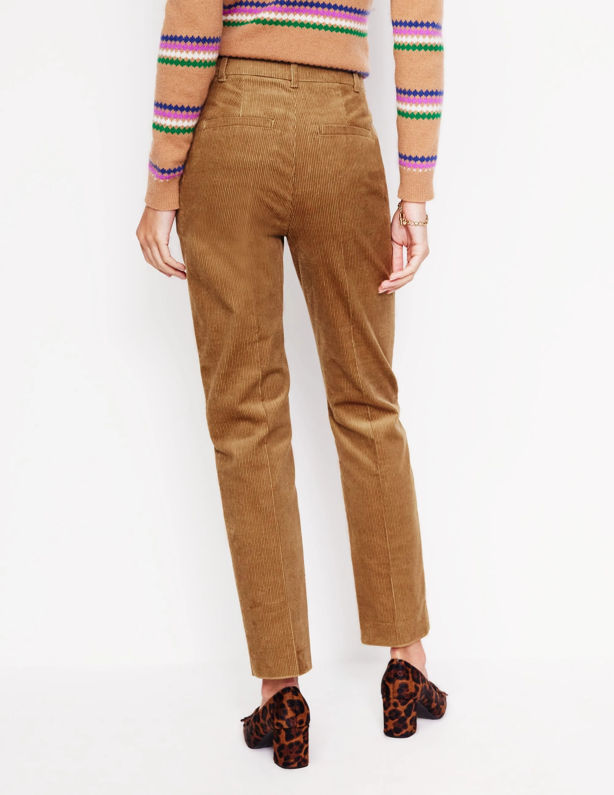 Neutral Look Fashionable Design Kew Cord Trousers-Camel