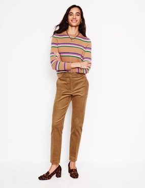 Flexibility Built-In Kew Cord Trousers-Camel