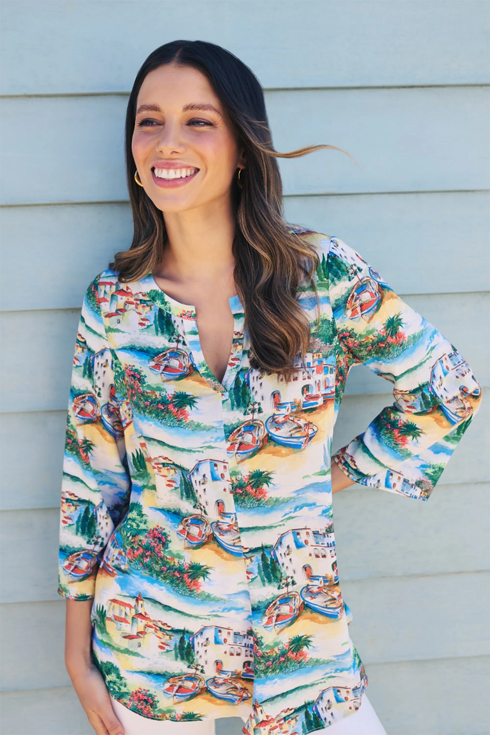 StretchFit Swing Hem Tunic - Holiday Print