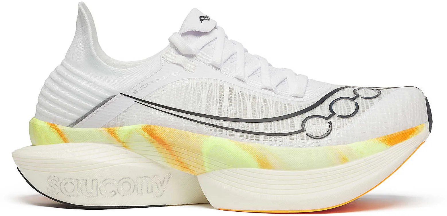 running gait analysis Biomechanical Design Saucony Endorphin Elite 2 Running Shoes - White