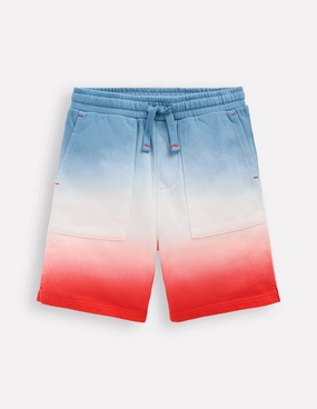 Tie Dye Shorts-Glacier Blue and Orange Outdoor Use Flexible Waistline